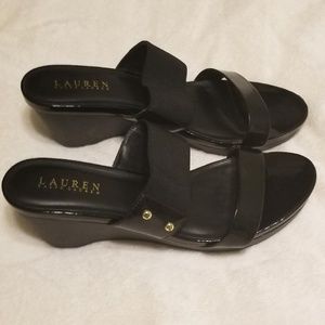 Womens Ralph Lauren Wedge Sandals- Black Size 9